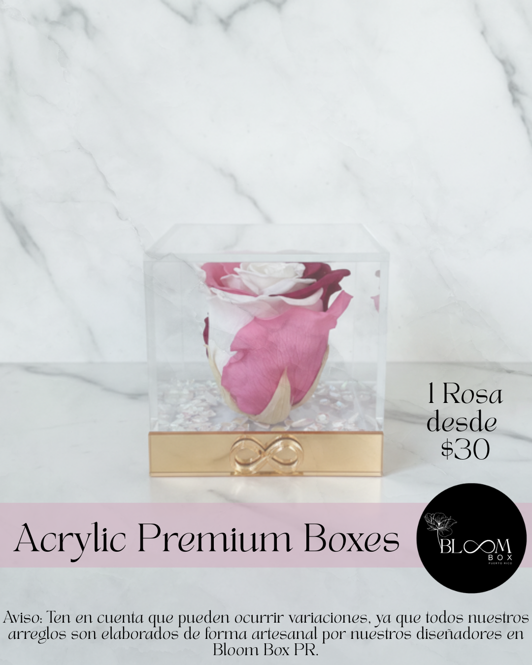 1 Rosa Preservada en caja acrílica