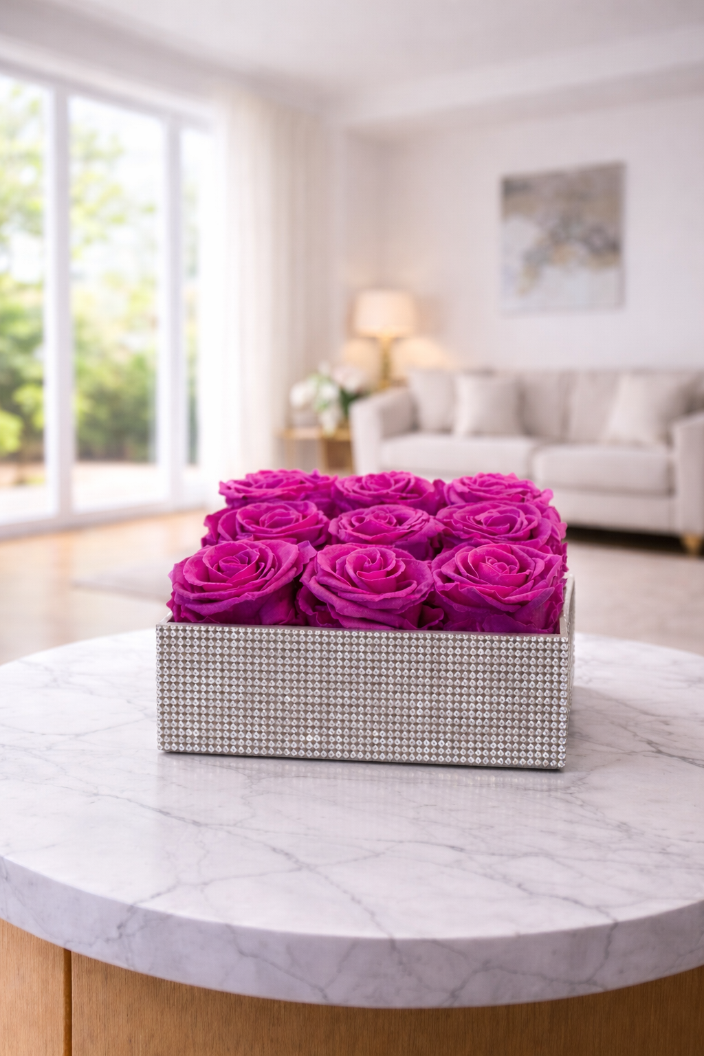 Infinity 9 Rosas Preservada en caja acrílica Deluxe full rhinestones