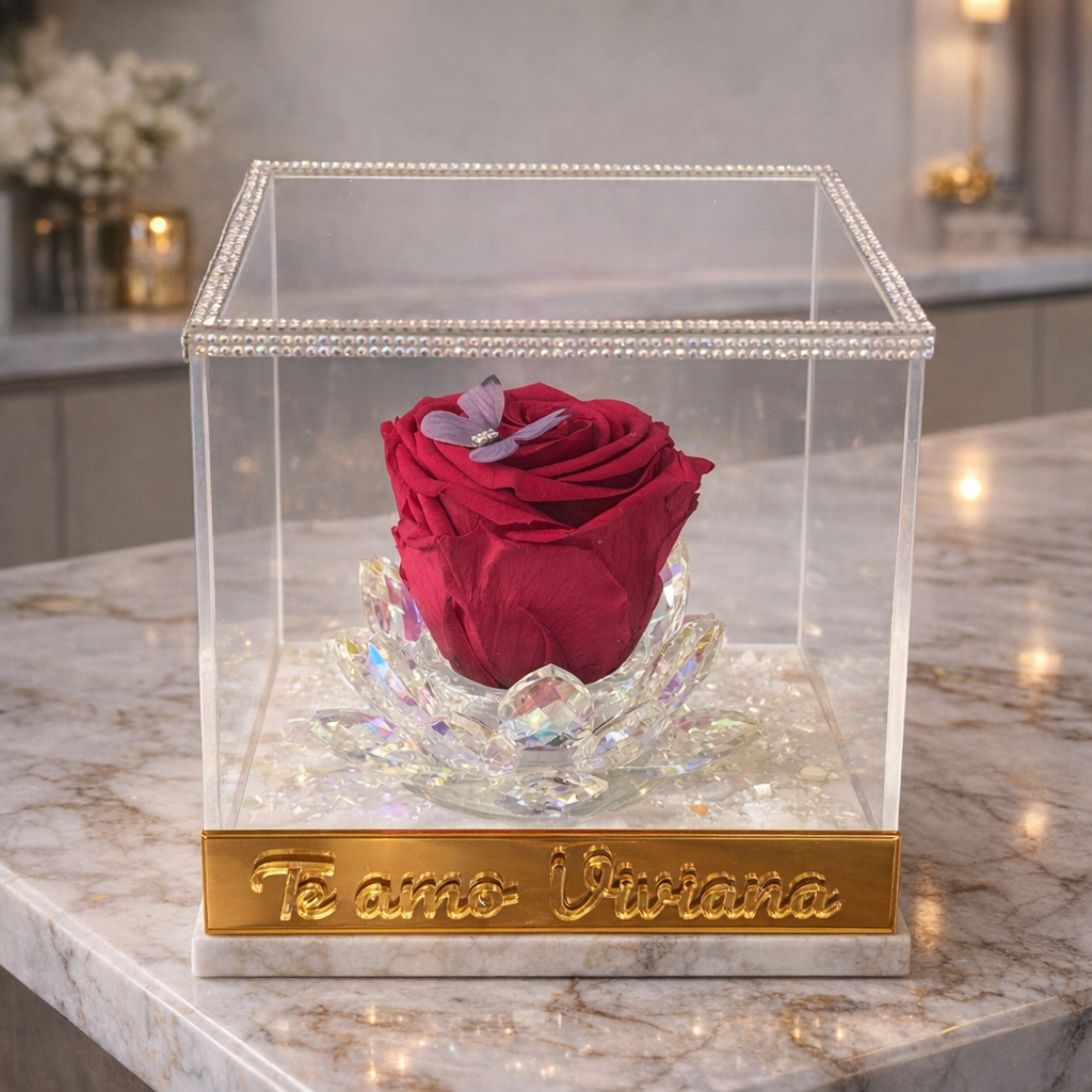 Love Box Rosa en cofre Personalizada 5"x5"x5"