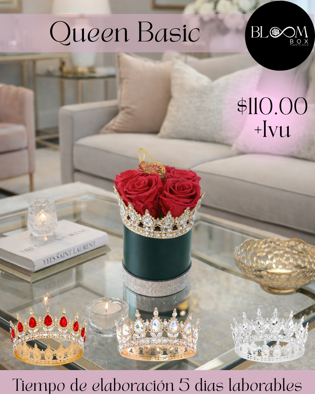 Queen Basic con mariposa o coronita